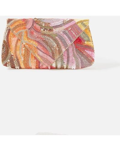 Accessorize Multi Sequin Sunset Clutch Bag - Pink