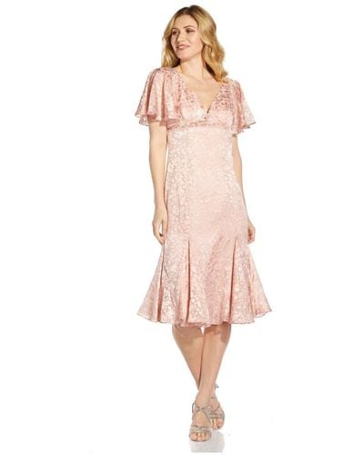 Adrianna Papell Satin Burnout Dress - Pink
