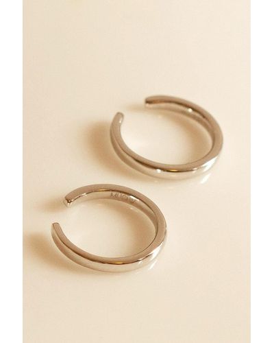MUCHV Silver Adjustable Thin Smooth Ear Cuffs - Blue