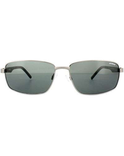 Polaroid Rectangle Grey Silver Black Grey Polarized Sunglasses