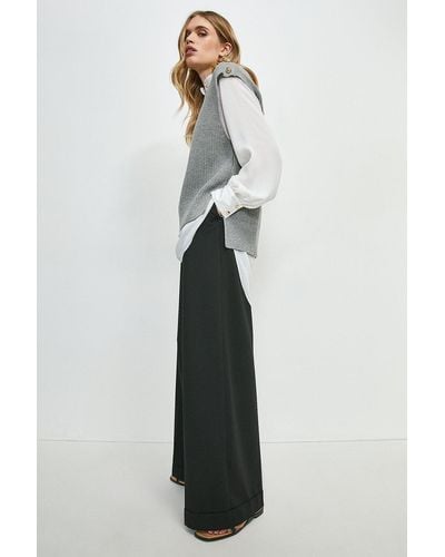 Karen Millen Button Shoulder Knit Tabard - White