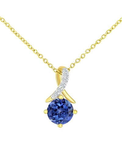 Jewelco London 9ct Gold 3pts Diamond 0.72ct Tanzanite Kiss Necklace 18" - Pp0axl5929yctz - Blue