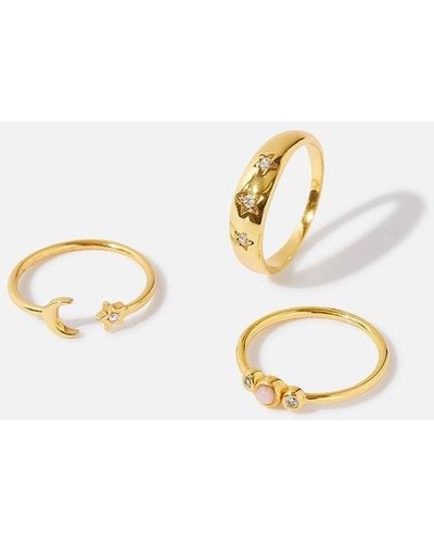 Accessorize Gold-plated Celestial Stacking Rings - Metallic