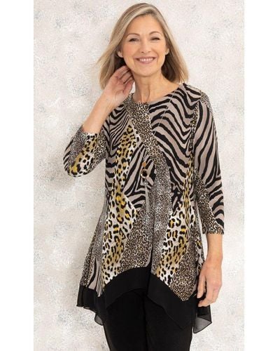 Anna Rose Animal Print Tunic With Necklace - Black