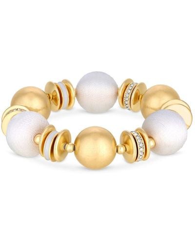 Mood Gold Crystal And White Thread Wrapped Stacker Bracelet - Metallic