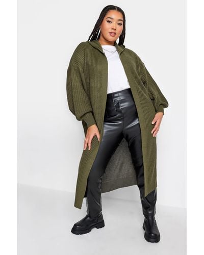 Yours Long Sleeve Hooded Cardigan - Green