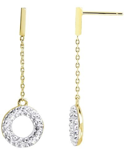 The Fine Collective Gold Plated Crystal Halo Drop Earrings - White