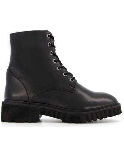 Dune 'porter' Leather Lace Up Boots - Black