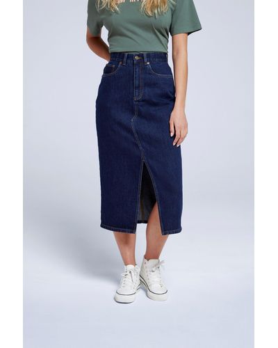 Animal Rhianna Organic Denim Skirt - Buttoned Summer Outerwear - Blue