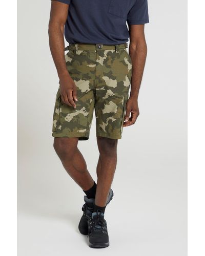 Mountain Warehouse Prospect Ripstop Camo Cargo Shorts Casual Half Trousers - Green