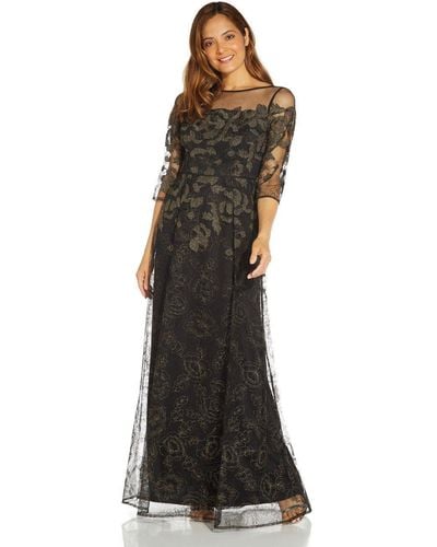 Adrianna Papell Embroidered Ball Gown - Black