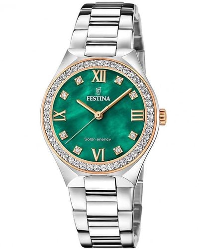 Festina Stainless Steel Classic Analogue Solar Watch - F20658/3 - Green
