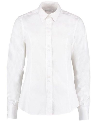 Kustom Kit City Business Tailored Long-sleeved Shirt - White