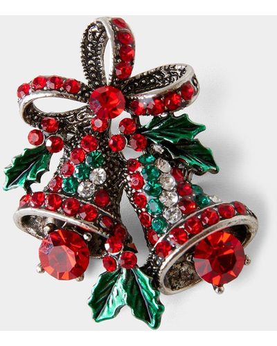 Joe Browns Festive Christmas Bell Pin Brooch - Red