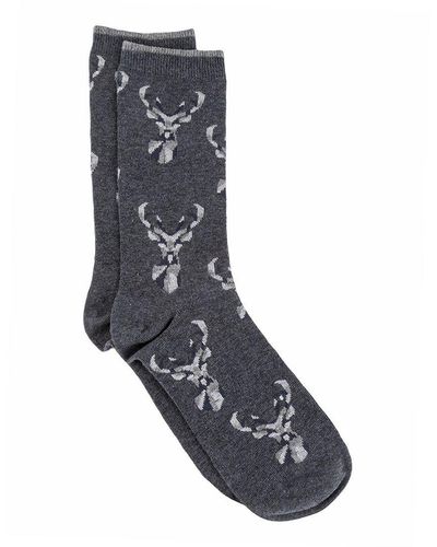 Totes Single Pack Of Stag Un-treaded Novelty Sock - Black