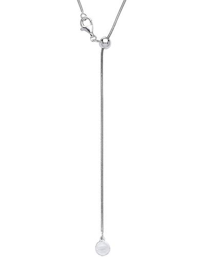 Jewelco London Silver Adjustable Toggle Lariat Pendant Chain Necklace 1mm 22" - Gvk204 - White