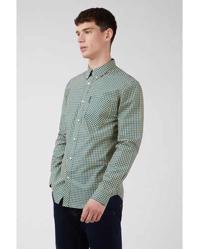 Ben Sherman Long Sleeve Gingham Shirt - Green