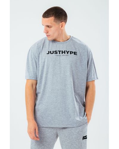 Hype Grey Marl Oversized Jh T-shirt - Blue
