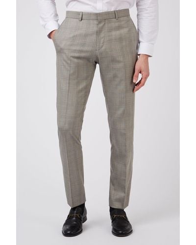 Limehaus Check Slim Fit Trousers - Grey