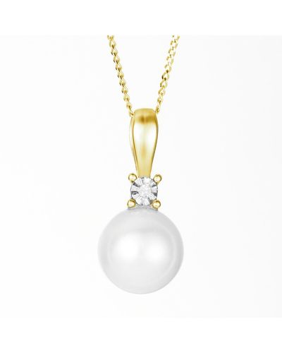 The Fine Collective Cultured Freshwater Pearl And Diamond Necklace - Metallic