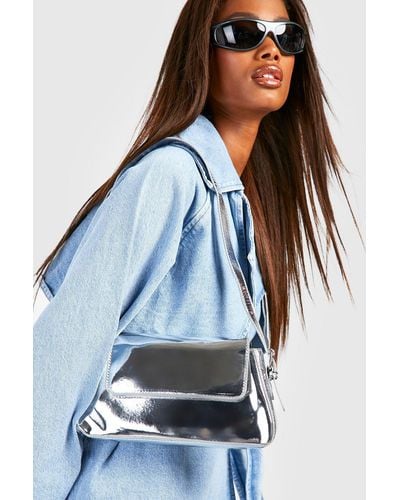 Boohoo Metallic Shoulder Bag - Blue