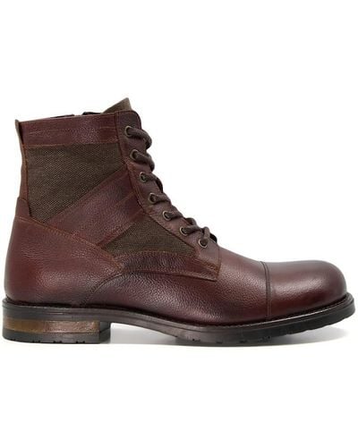 Dune 'cornered' Leather Casual Boots - Brown