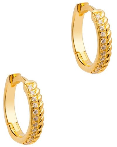Pure Luxuries Gift Packaged 'polly' 18ct Yellow Gold 925 Silver & Cubic Zirconia Mini Hoop Earrings - Metallic