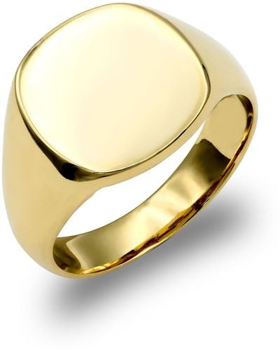 Jewelco London Solid 9ct Gold Square Cushion Signet Ring - Jrn140 - Metallic