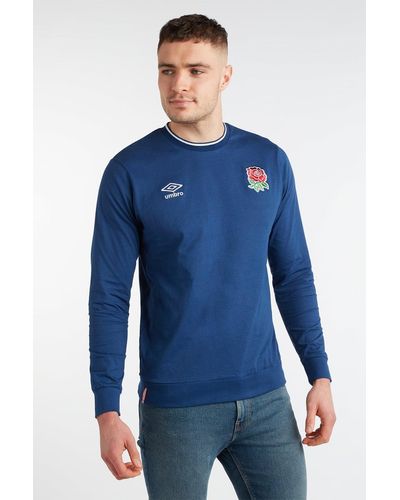 Umbro England Classic Contrast Rib Long Sleeve T-shirt - Blue
