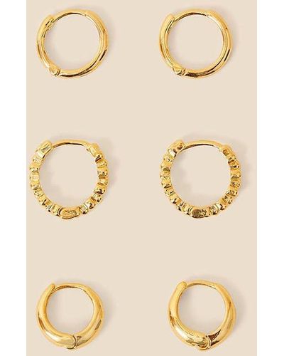 Accessorize Gold-plated Bobble Graduated Width Hoop Set Of Three - Natural