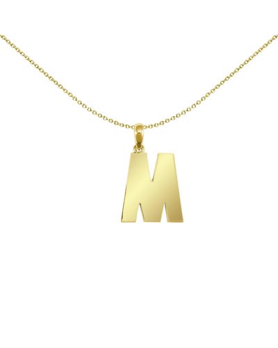 Jewelco London 9ct Gold Polished Block Identity Initial Charm Pendant Letter M - Jin018-m - Yellow