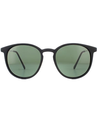 Montana Round Black Rubbertouch G15 Green Polarized Sunglasses