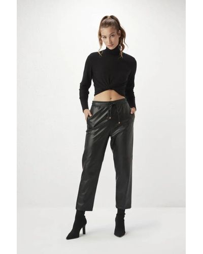 GUSTO Faux Leather Jogging Trousers - Black