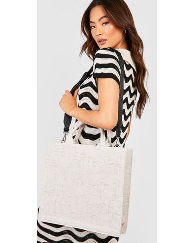Boohoo Linen Oversized Structured Tote - Natural
