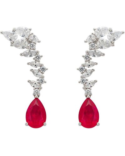 LÁTELITA London Henriette Teardrop Earrings Pink Tourmaline Silver - White