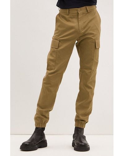 Burton Slim Fit Tan Cargo Trousers - Natural