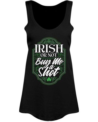 Grindstore Irish Or Not Buy Me A Shot St Patricks Day Vest Top - Black