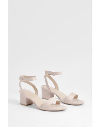 Boohoo Low Block Barely There Heels - Natural