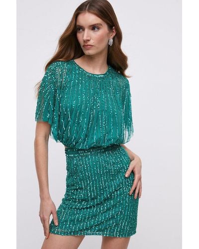 Coast Hand Embellished Sequin And Beaded Top - Green