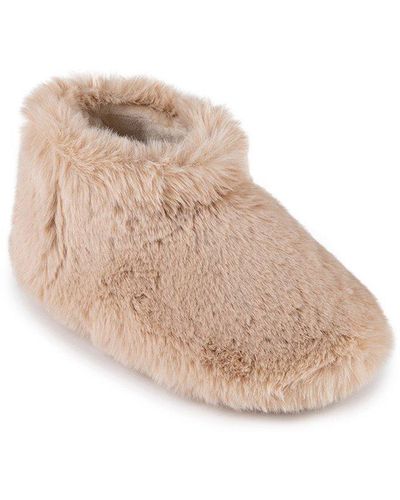 Totes Faux Fur Short Boot Slippers - Natural