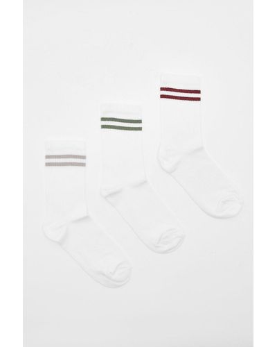 Boohoo 3 Pack Stripe Sports Socks - White