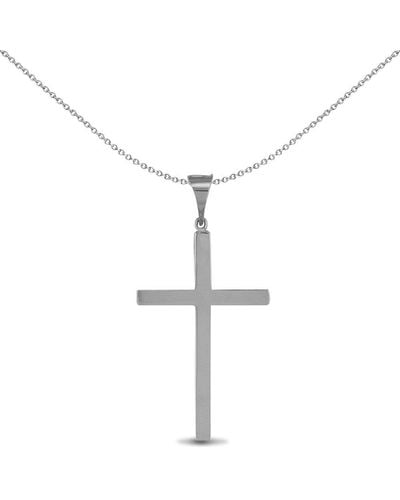 Jewelco London Sterling Silver Solid Stamped Religious Cross Pendant 56mm - Apx010 - White