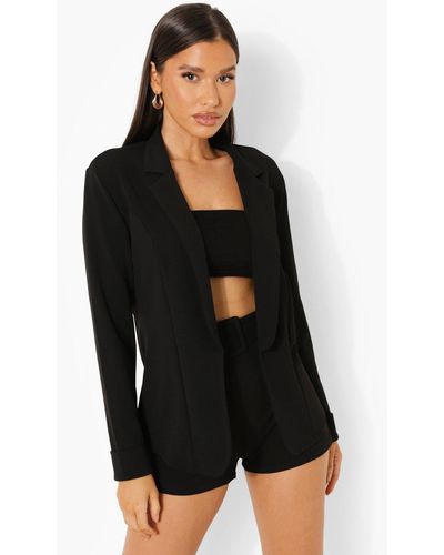 Boohoo Mix & Match Tailored Fitted Crepe Blazer - Black