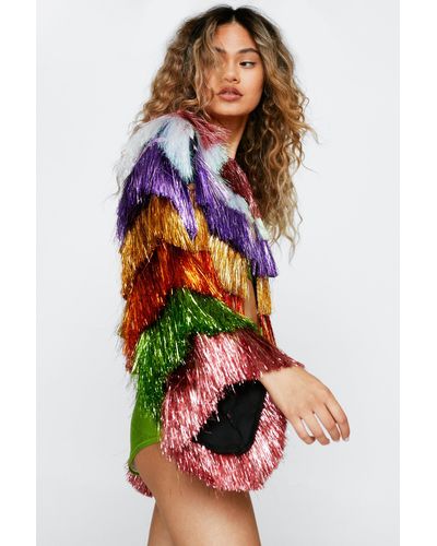 Nasty Gal Tiered Tinsel Multi Party Crasher Jacket