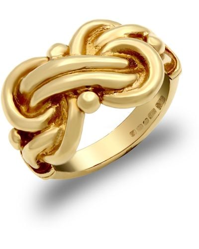 Jewelco London Solid 9ct Yellow Gold Double Knot Ring - Metallic