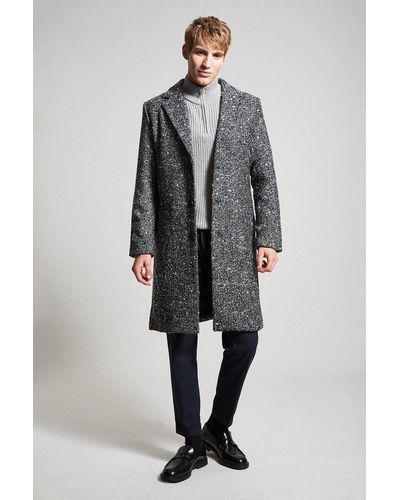 Burton Grey Textured Overcoat
