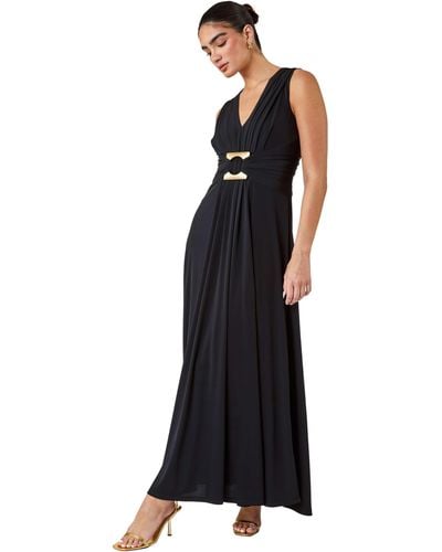 Ariella Buckle Detail Maxi Stretch Dress - Black
