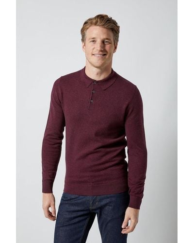 Burton Burgundy Twist Knitted Polo Shirt - Purple
