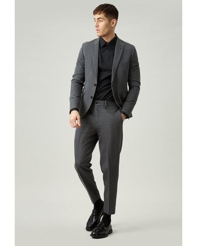 Burton Relaxed Tapered Fit Grey Bi-stretch Suit Trouser - Black