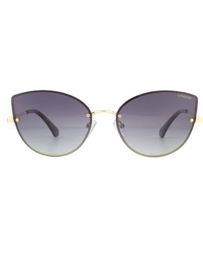 Polaroid Cat Eye Gold Violet Grey Gradient Polarized Sunglasses
